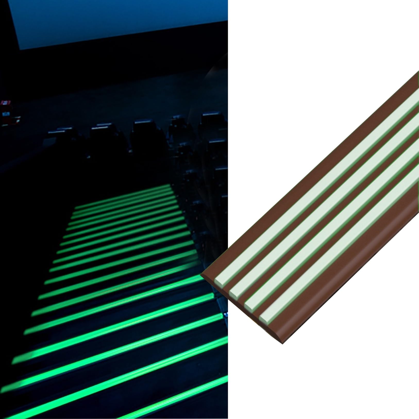 Cxvhsertwr Brown 5Cm Stair Carpet Treads, Glow Stair Tread Edge Protectors Nosing Edging(,L 6M)
