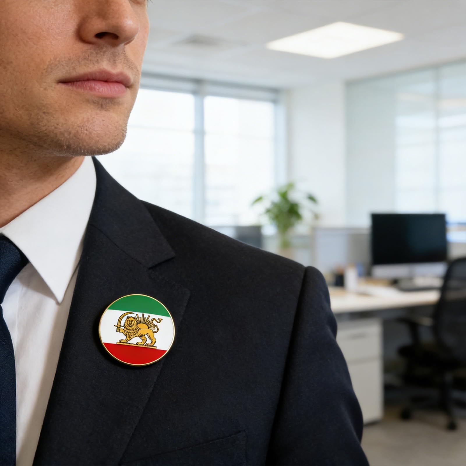Elegante insignia de la bandera de los Leones de Irán, resistente, ligera, de acero inoxidable, ideal para eventos y viajes, pin coleccionable de la tradición iraní