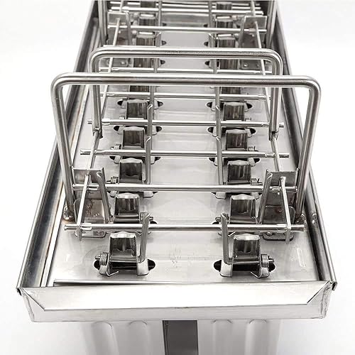 Miniatura 6 de Molde para paletas de hielo, moldes de acero inoxidable, soporte para palitos de helado (20 unidades (redondo))