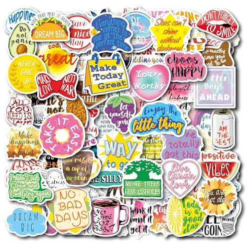 100 Pcs Motivationsaufkleber Sticker Sprüche, Positive Affirmationen Inspirierende Motivation Aufkleber, Wasserfeste Vinyl Stickerset Stickerbomb für Laptop Scrapbook Journal Skateboard Koffer