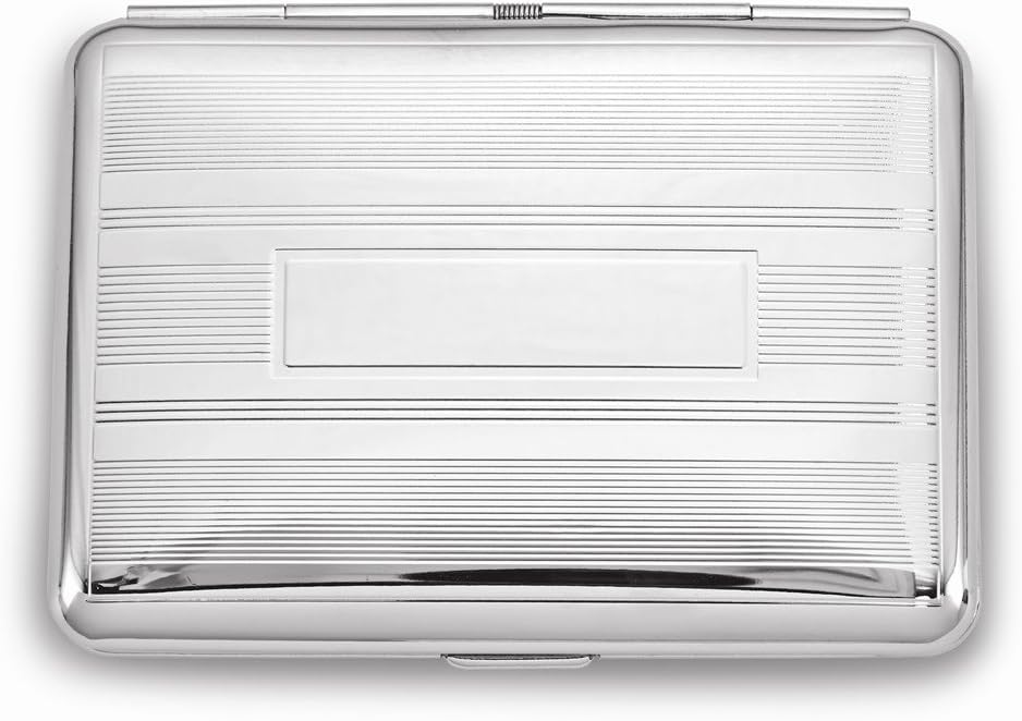 Solid Silver-Plated Elastic Holder (Holds 14 King) Cigarette Card Case