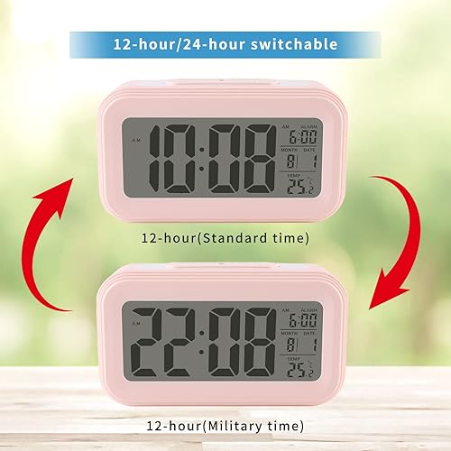 Miniatura 4 de YUANRANER Reloj despertador digital con temperatura interior funciona con pilas modelo de repetición pantalla de 1224 horas para dormitorios