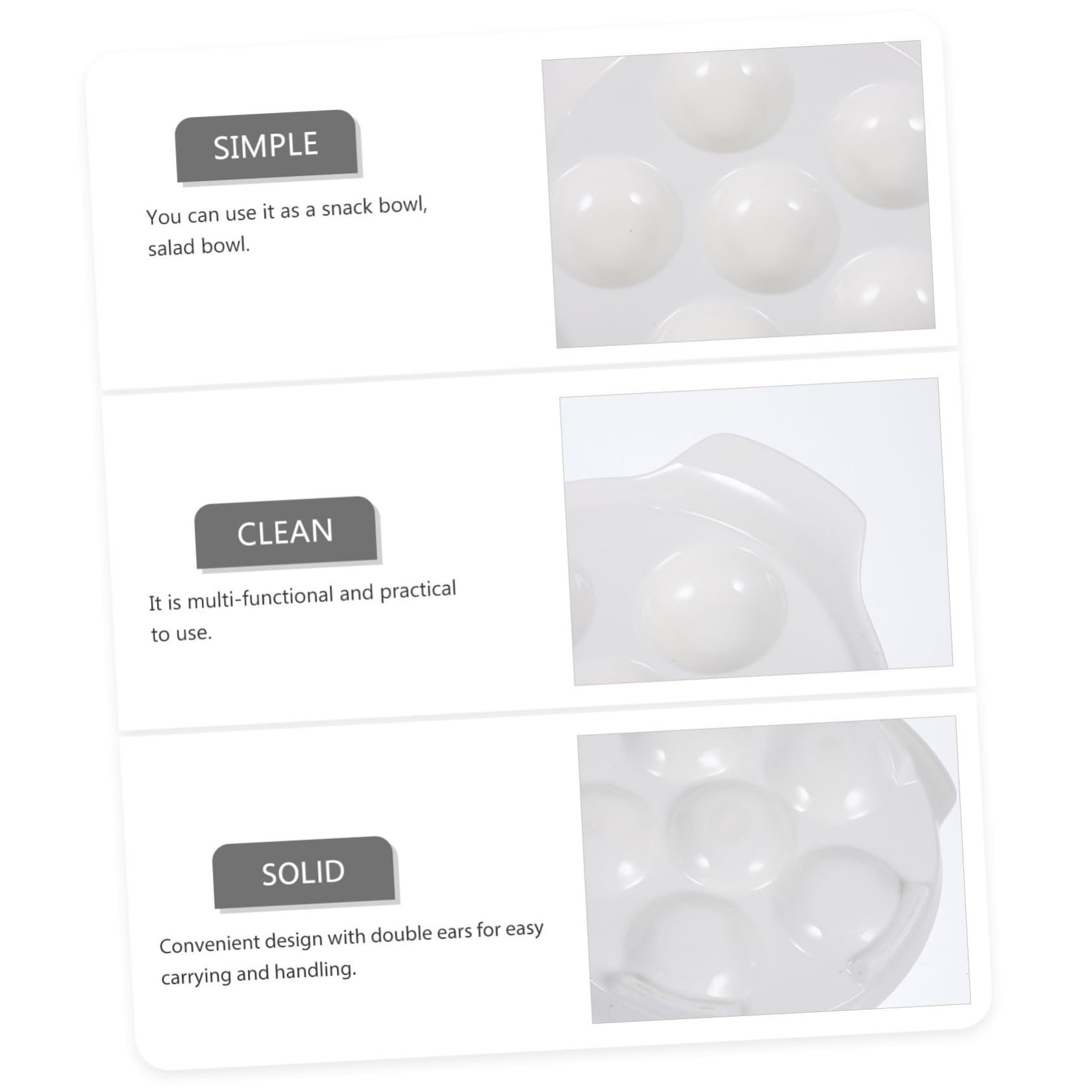 COLLBATH Platos De Cerámica Para Caracoles Con Asas Dobles 7 Pulgadas, Resistente a Altas Temperaturas, Plato Horno Versátil Para Aperitivos, Mariscos y Cenas, Juego 4 Piezas