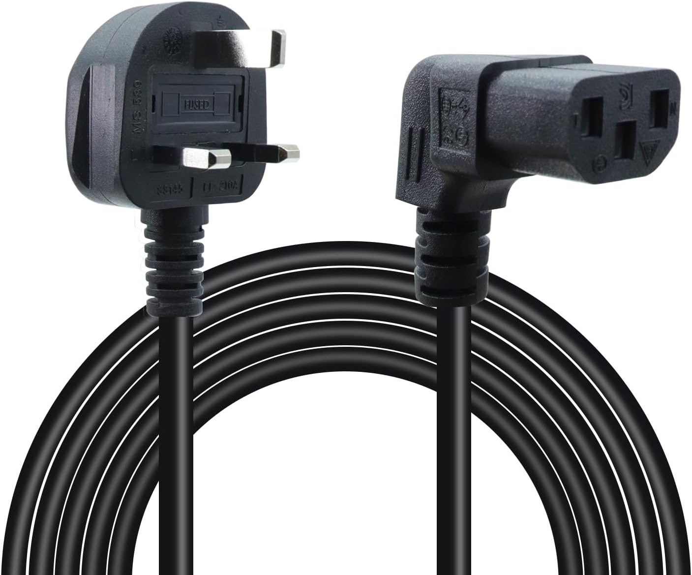 RIIEYOCA 90 Degree C13 Power Cable 13A Fused BS 1363 UK 3 Pin Plug to ...