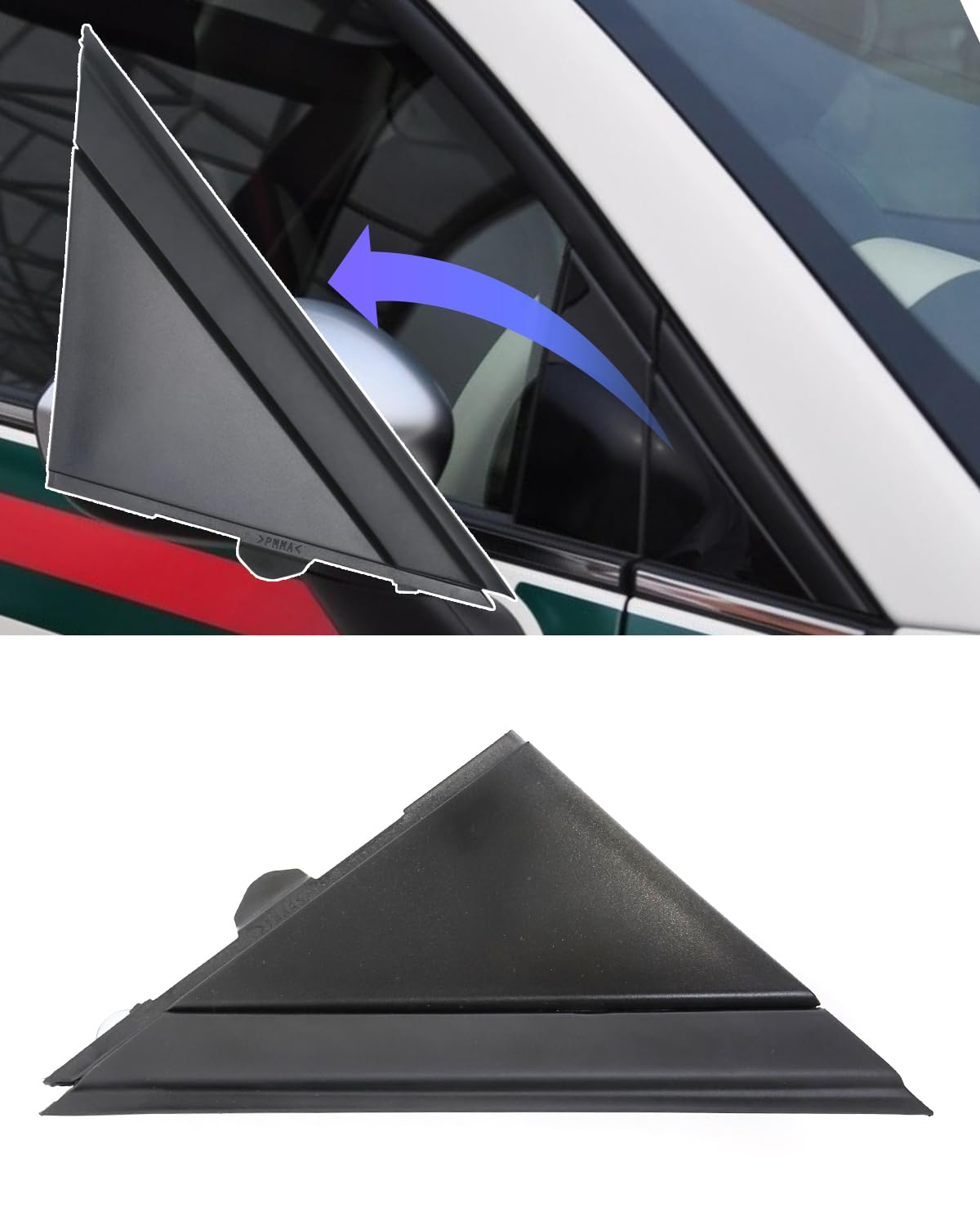 500 Plaque Triangle Avant, Plaque Triangle Rétroviseur, Plaque Triangle Rétroviseur pour Fiat 500 2 Pcs Set (1 pièce droite)