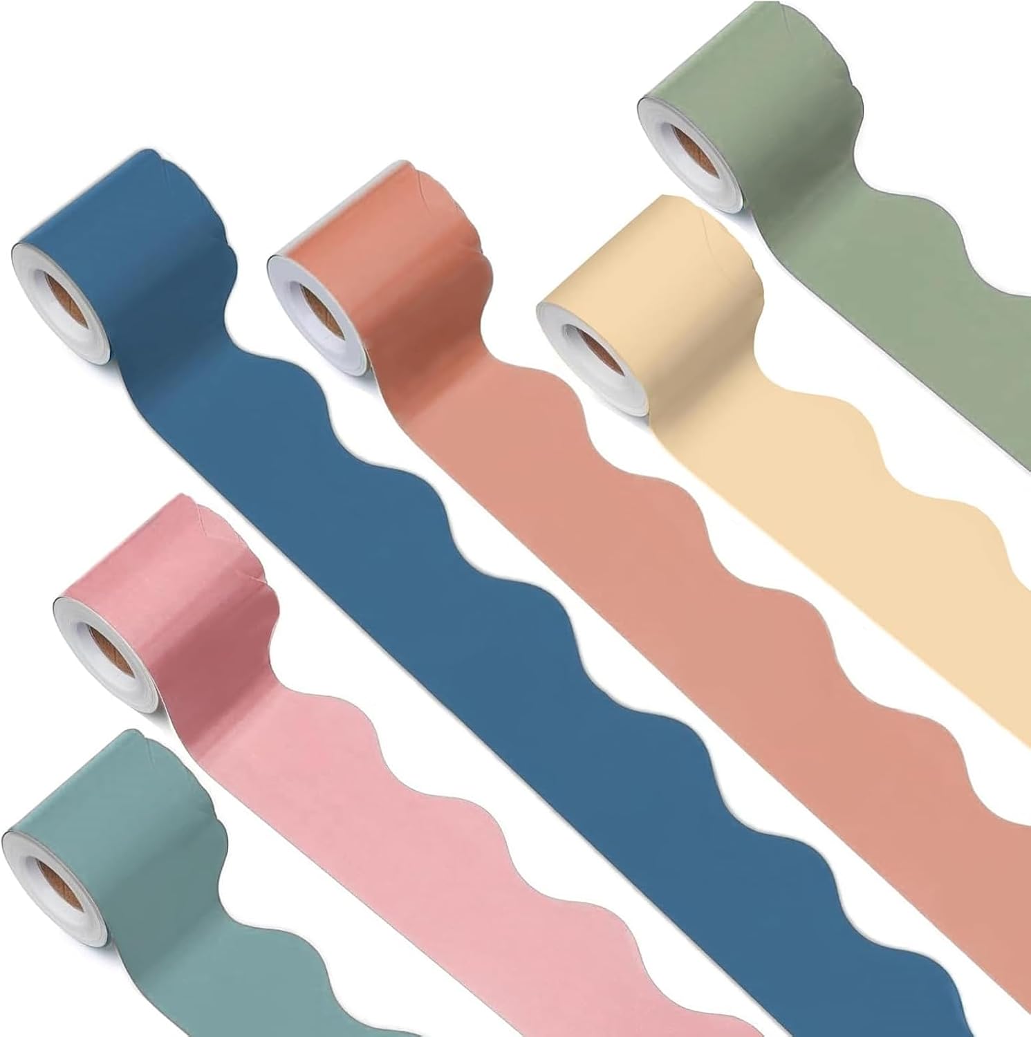 240Ft Boho Bulletin Board Borders Colorful Scalloped Bulletin Board Decorations Classroom Border Trim for Classroom School Home Office Chalkboard Whiteboard Cork Board Decor,6 Rolls