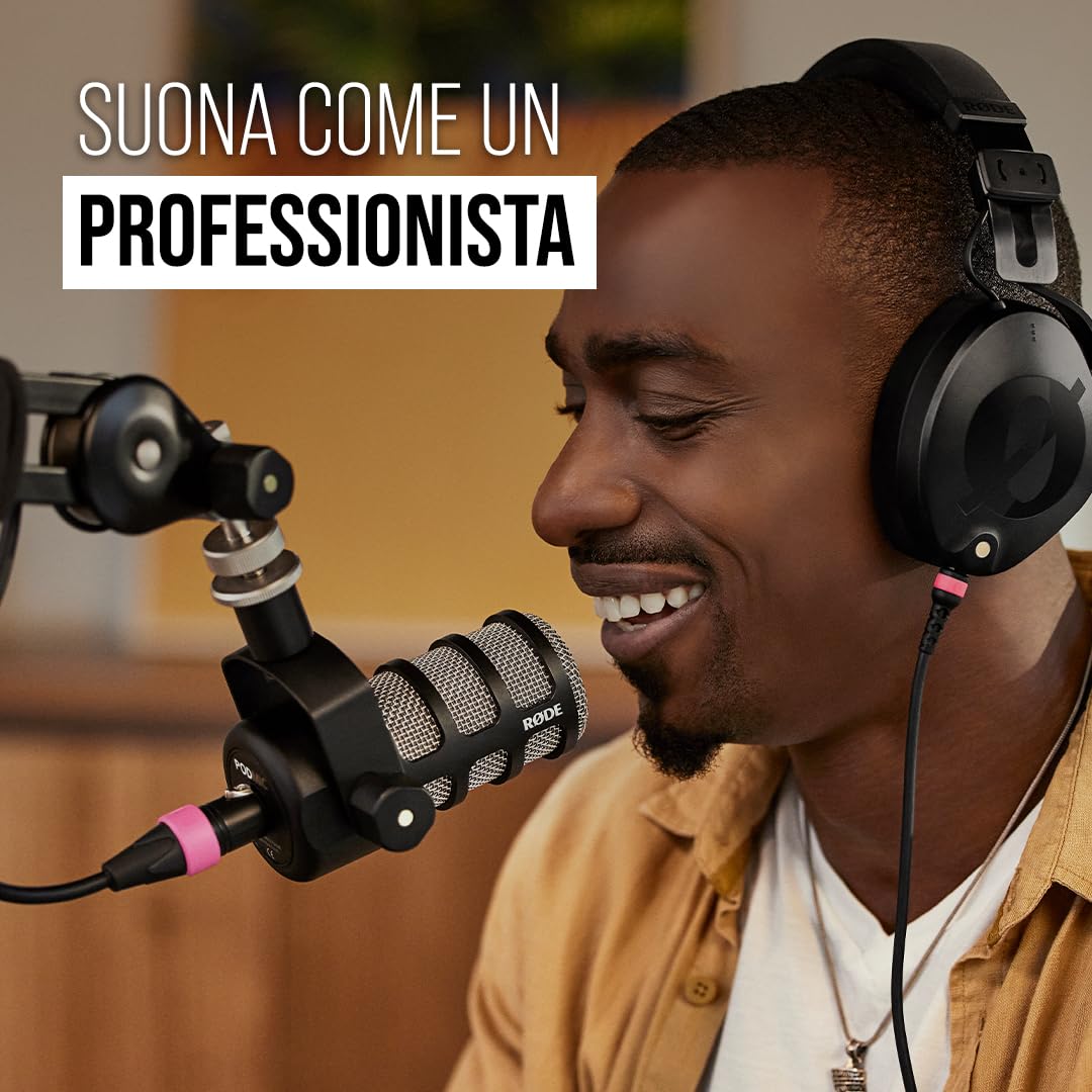 RØDE PodMic Microfono Dinamico di Qualità Broadcast con Supporto a Sbalzo Integrato per Podcasting, Streaming, Gaming e Registrazione Vocale