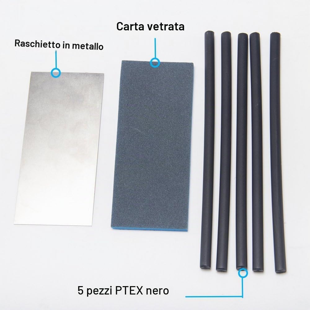 XCMAN Alpine Freeride - Kit di riparazione base da sci Ptex 5 ptex, raschietto in metallo, spugna per levigatura