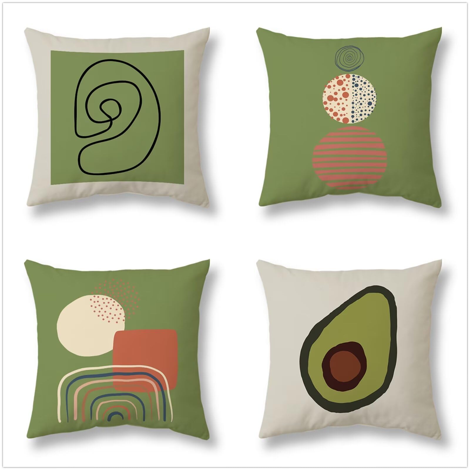 Federe per Cuscini Super Soft 50x50cm Set di 4 Quadrato Bifacciale Copricuscini Divano Decorativi verde astratto Decor Fodere per Divano Sedia Cuscini Camera da Letto Cuscini Arredo P1-76