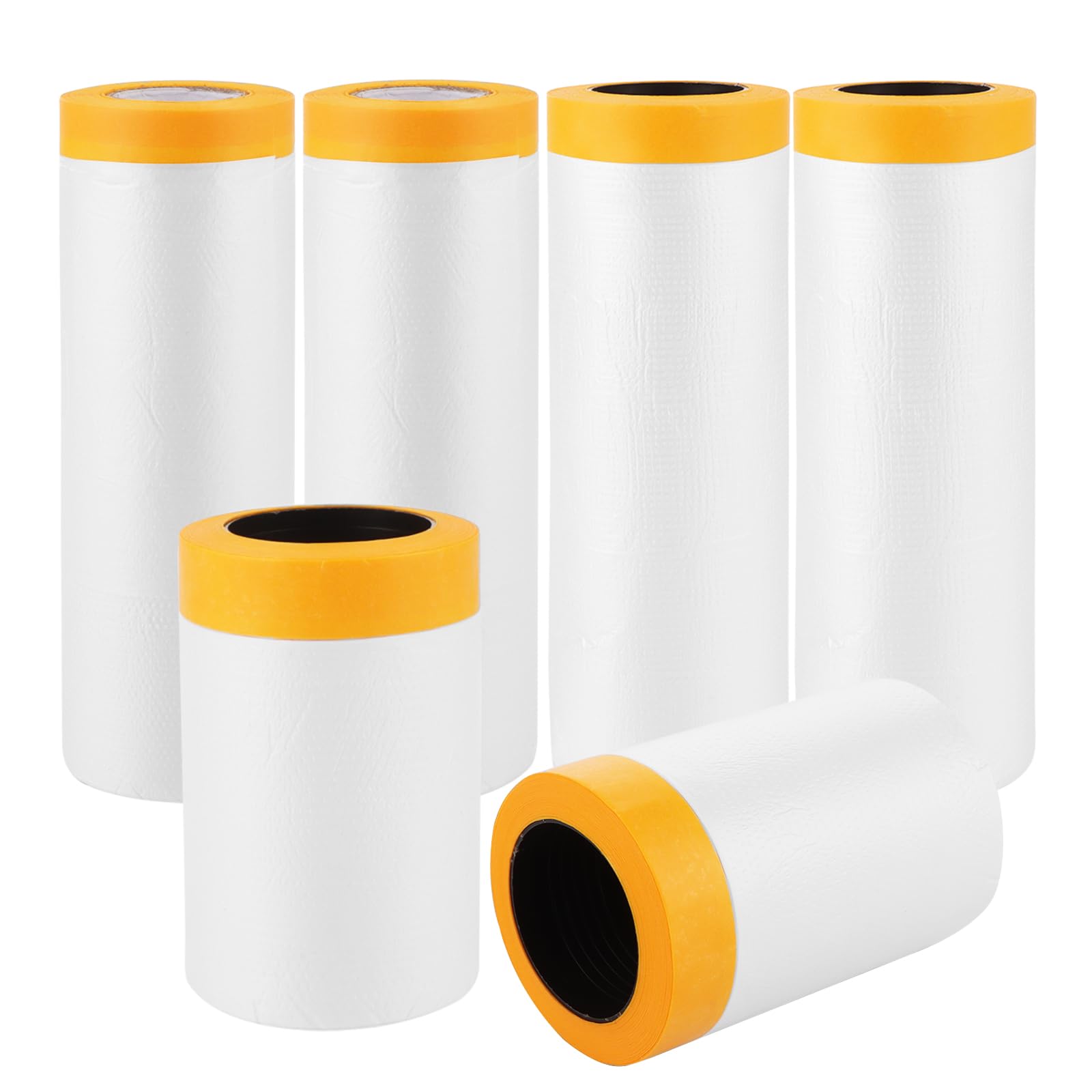 6 Rouleaux Papier de Masquage Peinture,3 Tailles-280/150/55cm Bache de Protection Peinture Transparente, Masker avec Ruban de Adhésifs Masquage Peinture, pour Meuble de Protection