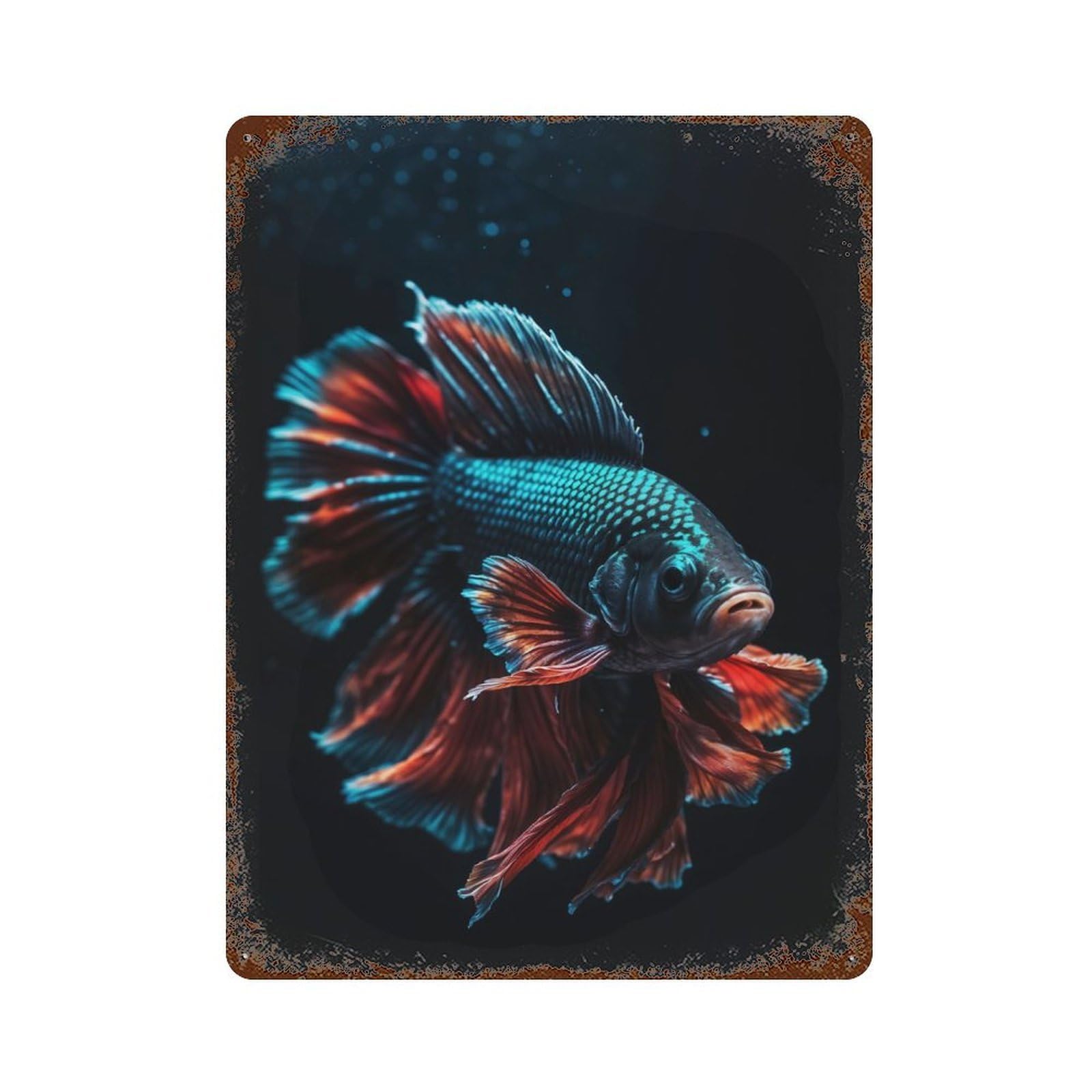 Vibrant Betta Fish Decorative Tin Sign 15.7"x11.8", for Bistro, Counter And Cafe Decor, Retro Wall Decor