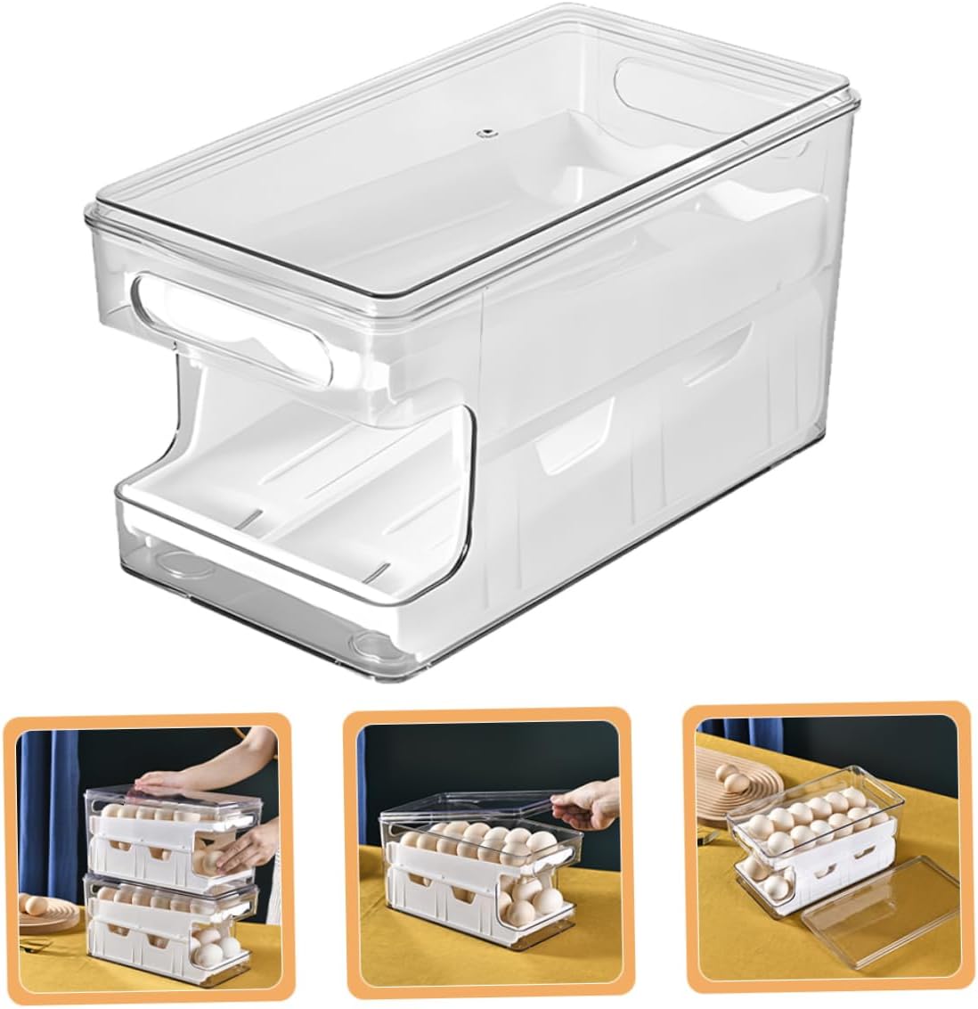 Stackable Organizer for Refrigerator Double-layer Holder Slide Design for Easy Access Kitchen Storage Ample Space for Fresh