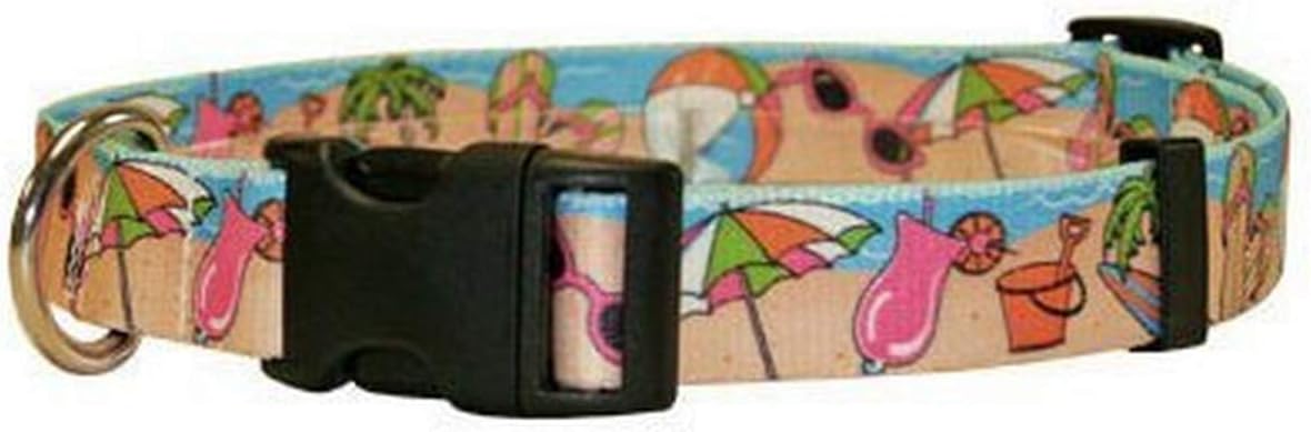 Sailboats & Lighthouses Dog Collar - Size Large 18" to 28" Long - Made In The USA