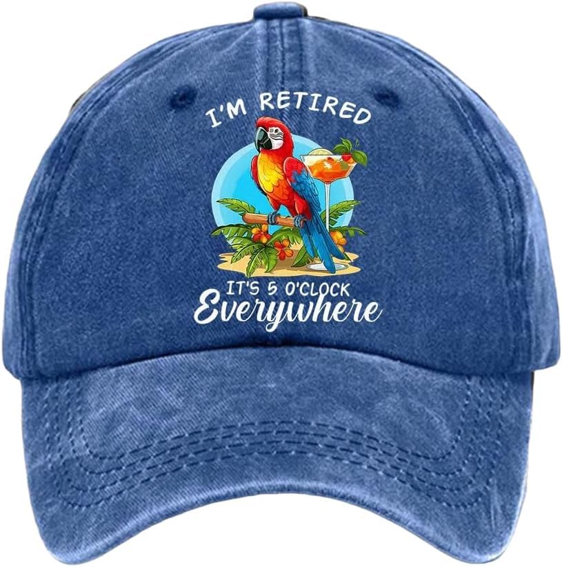 Gorra de béisbol Navy Blue con diseño de loro y cóctel miniatura 1