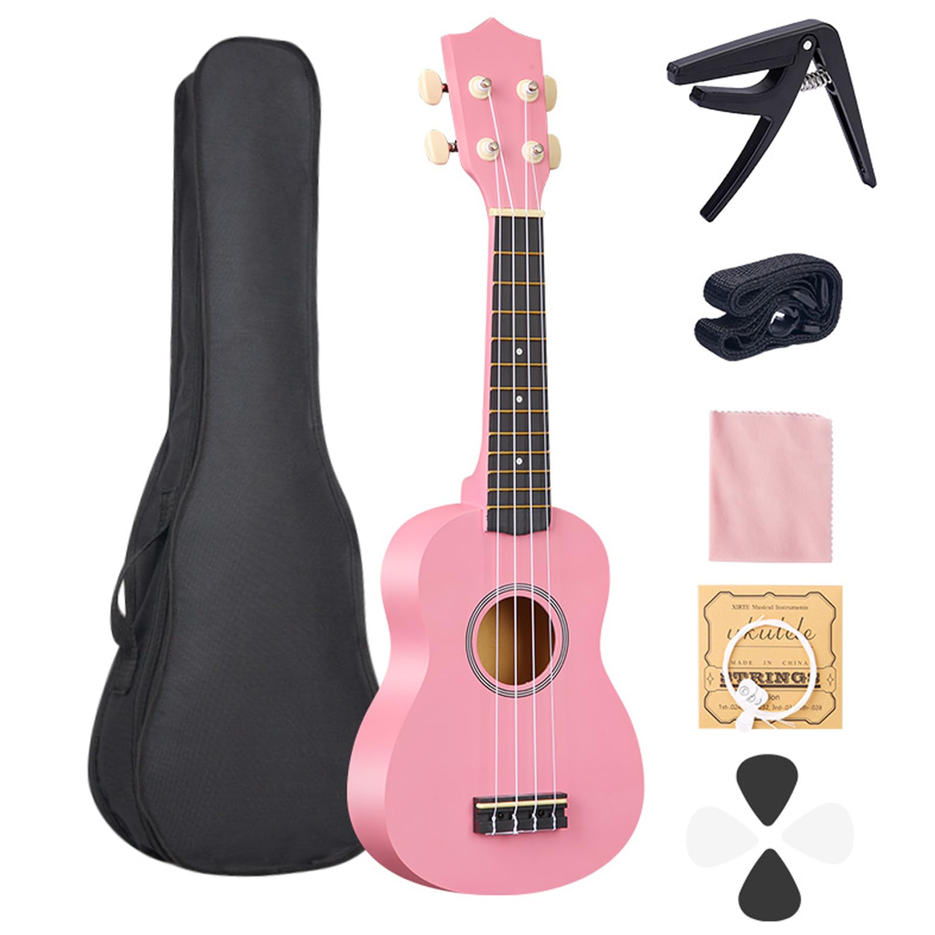 Chitarra per bambini ukulele per bambini 21 pollici ukulele per principianti chitarra classica a 4 corde in tiglio con plettro capotasto e borsa per il trasporto strumento musicale giocattolo
