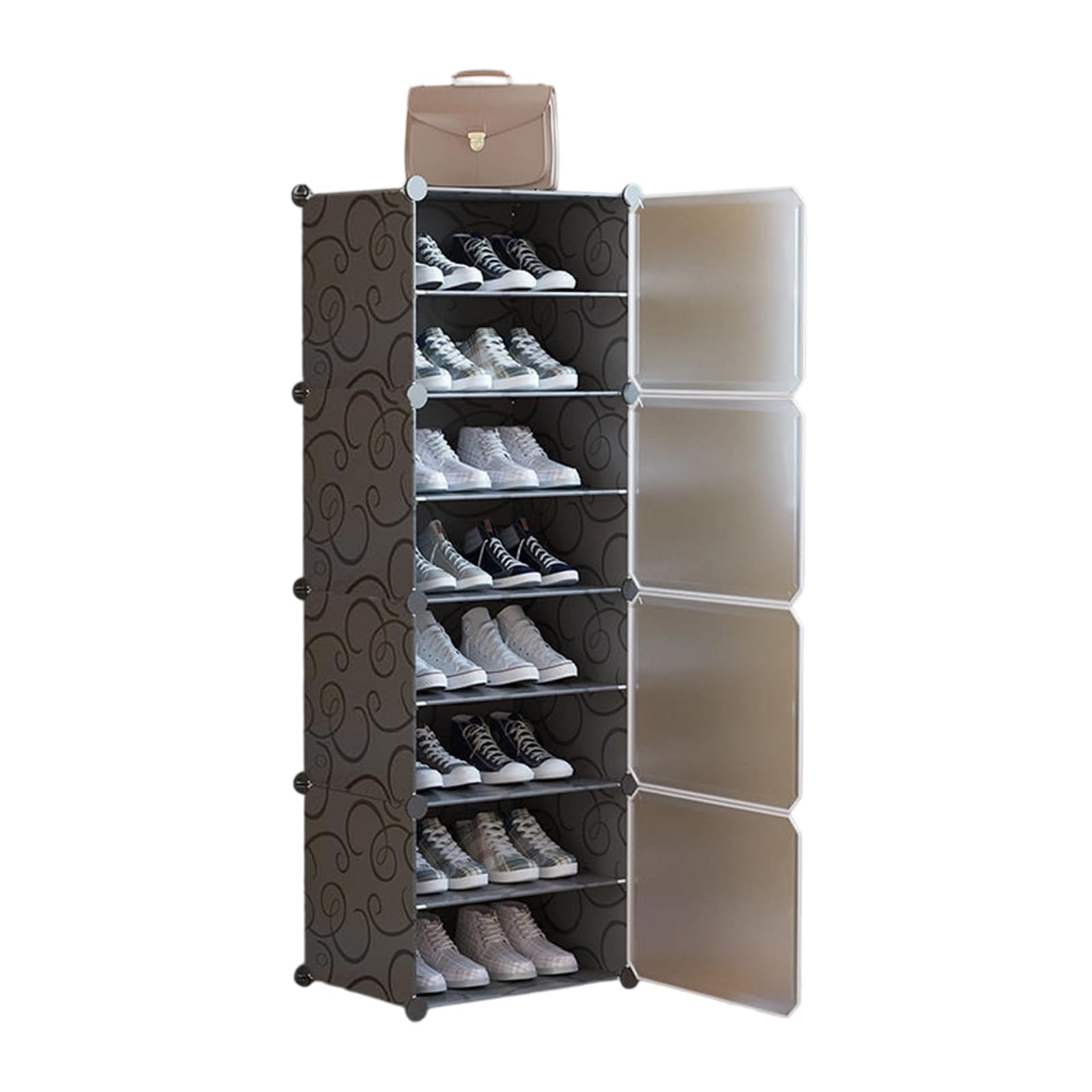 Rangement chaussures plastique noir amovible avec portes de placard gain de place