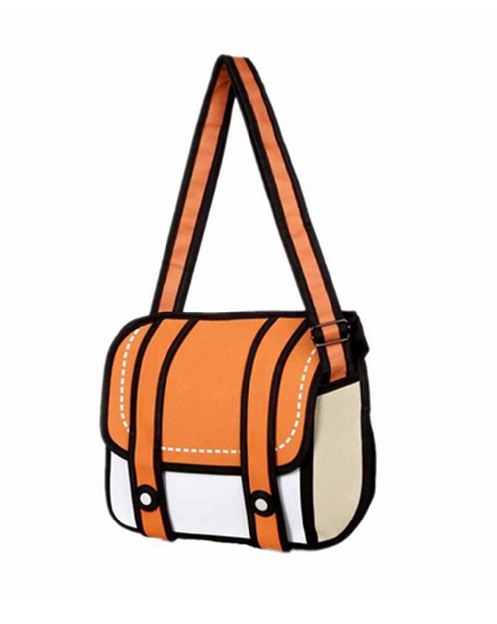 Xugq66 3D Style 2D Drawing from Cartoon Paper Bag Comic 3D Messenger Bag