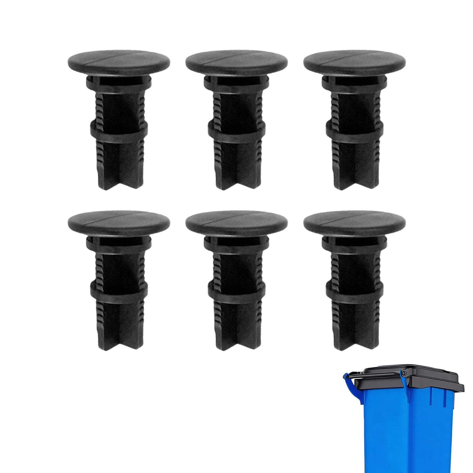 6 Pack 43mm x 18mm Wheelie Bin Lid Hinge Pins, Compatible with Otto/ESE (New Type) 240 Litre Household & Commercial Bins, Durable Black Plastic Hinge Repair Kit
