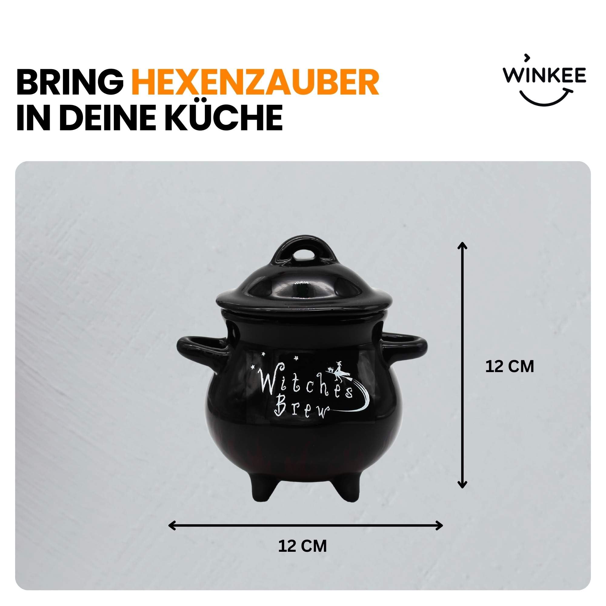Winkee - Zaubertrank Schüssel I Witches Brew Soup Bowl I Hexenkessel Bowl I Witcher Tureen I Magischer Kessel mit Feuer Effekt I Suppenschüssel ca. 550ml