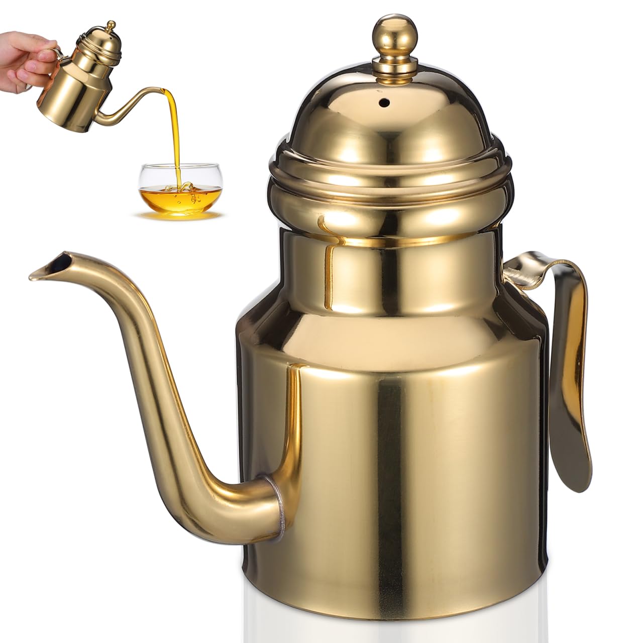 Photo 1 of **SOLD AS IS NO REFUND/RETURN** SEE COMMENTS!~Cabilock Oil Dispenser Vinegar Dispenser Bottle Stainless Steel Oil Can Container with Handle for Kitchen Restaurant Cooking BBQ Golden