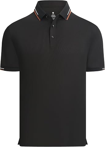 Damipow Mens Seamless Golf Shirt Moisture Wicking Polo Shirts Short Sleeve Quick Dry Performance Sport Collared Shirt for Men