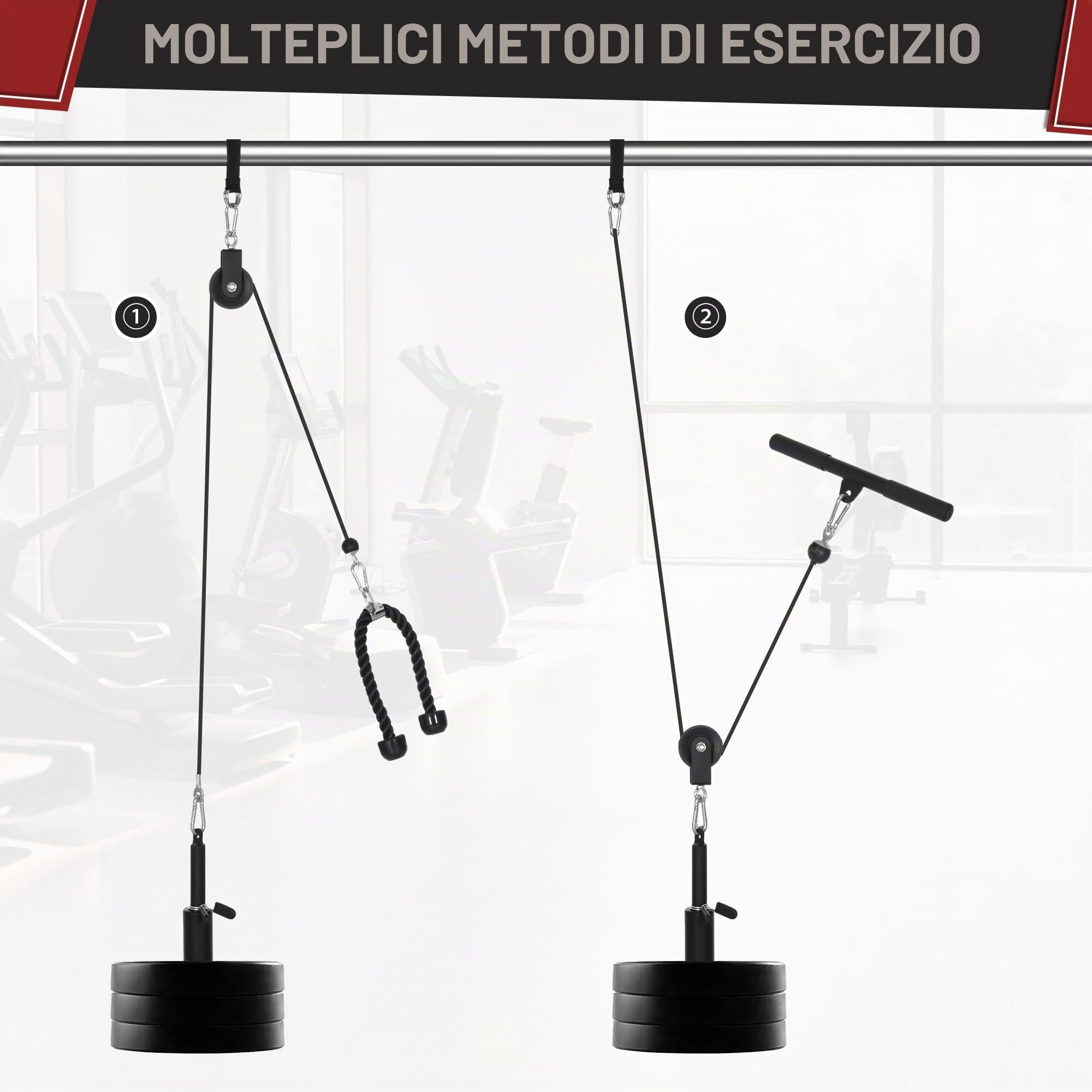 SPORTNOW Sistema di pulegge con peso fai-da-te per palestra domestica | Sistema di lat pulldown, allenamento per bicipiti tricipiti braccia spalle schiena