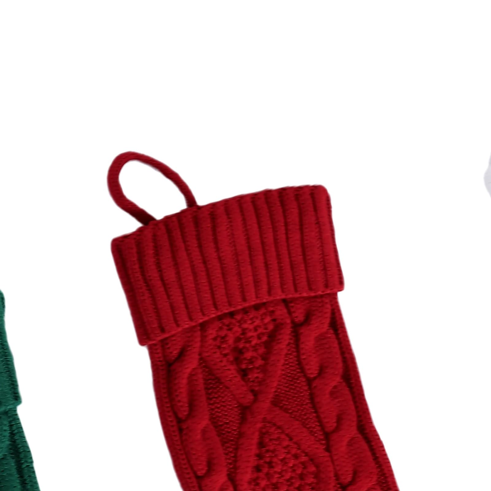6er-Pack Weihnachtsstrümpfe-Set, Gestrickte Wolle | Namensschilder aus Holz, weiß, rot, grün, große Weihnachtsstrickstrümpfe, Zopfstrick-Weihnachtsstrümpfe