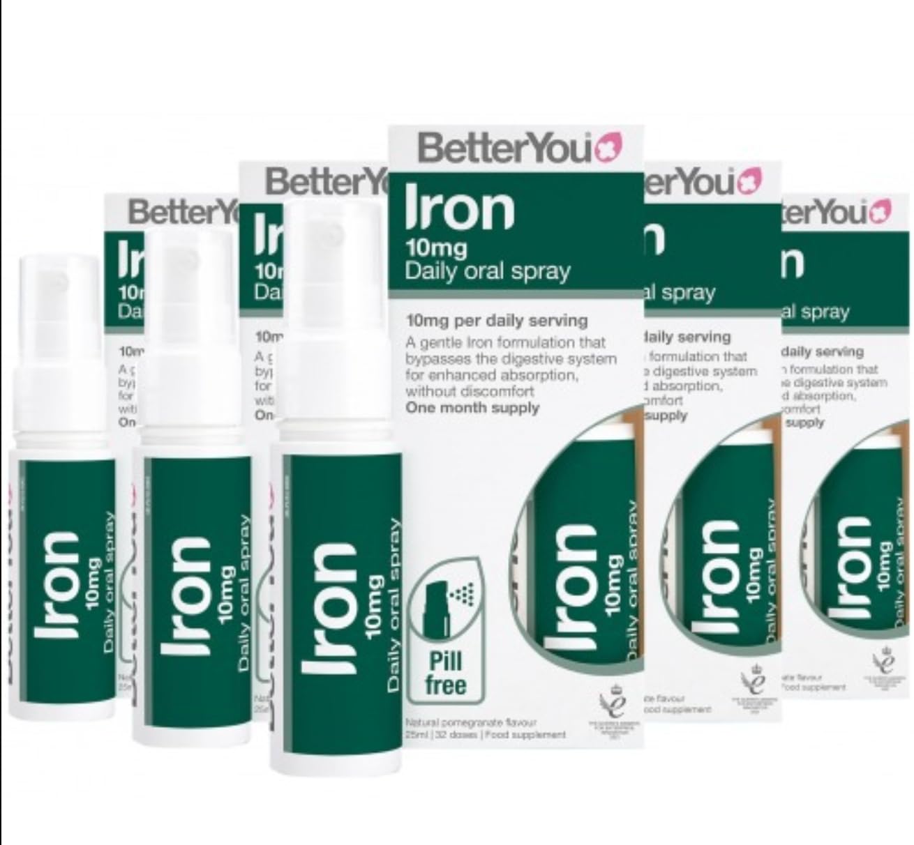 BetterYou Iron 10 Daily Oral Spray 6 x 25 ml (6)