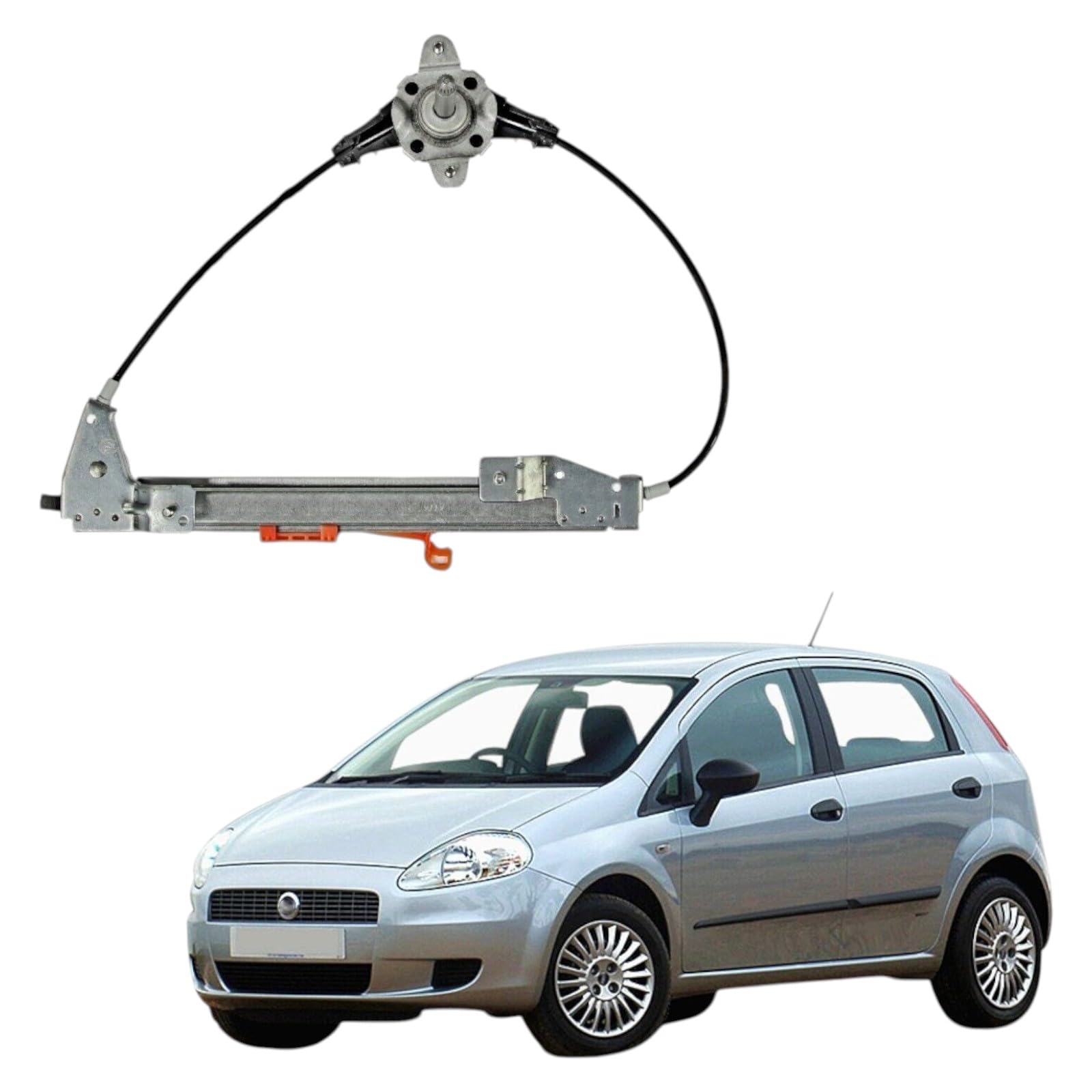 Alzacristalli Manuale Posteriore Destro DX Adatto per GRANDE PUNTO 2005-2009 e PUNTO EVO dal 2009 in poi - Meccanismo Alzavetro Lato Passeggero - Compatibile, Non Originale