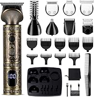 Scttomon 7-in-1 Professional Beard Trimmer Kit: Zero-Gapped T-Blade Hair Clipper, Nose Body Groomer Cordless Men's Set