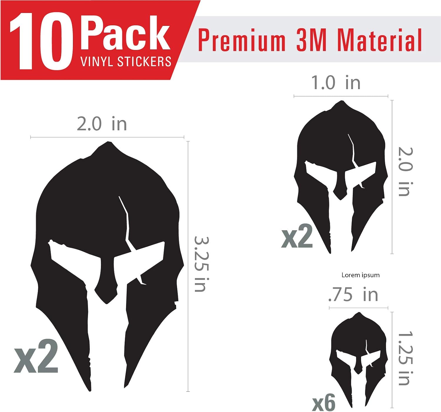 Spartan Helmet Decal Sticker Pack - Solid Colors - Contour Cut - Quality Vinyl Pack (XSmall, Black Glossy)