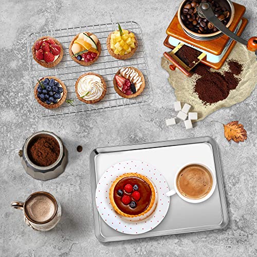 10.4 Inch Toaster Oven Pan With Rack Set, P&P Chef Stainless Steel Small Baking Pan Tray And Grid Cooling Rack For Cooking/Roasting, A Pan And A Rack, Dishwasher Safe & Easy To Clean & Non-Toxic #TOP5