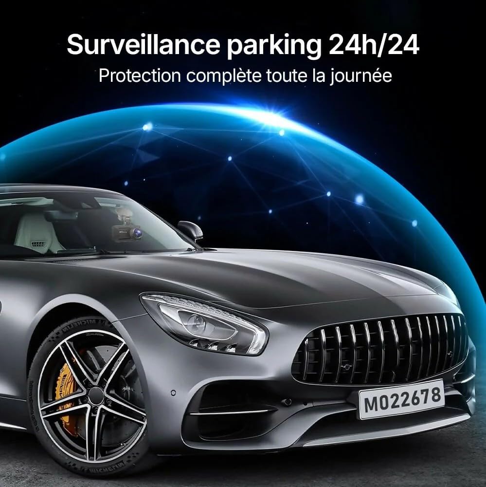 Oryzom Dashcam 4K Pro – Enregistrement Ultra HD avec caméras Avant/arrière, Vision Nocturne et Surveillance 24h/24(Câble abaisseur 1080P+ACC)