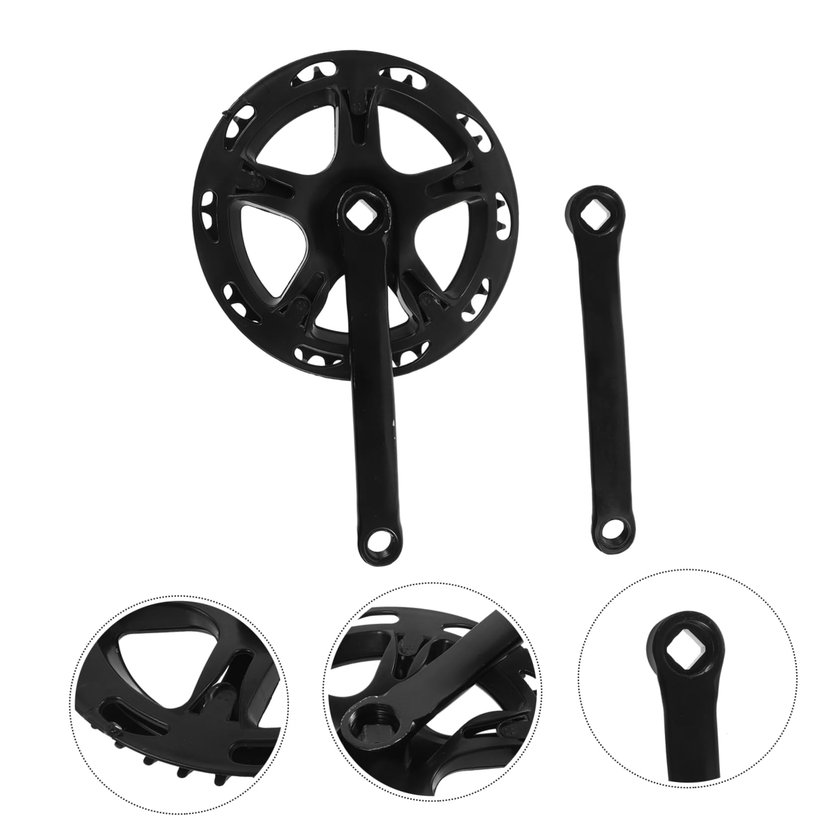 Fahrrad Kurbelgarnitur 1 Satz aus Stahl, Schwarz für Bike | Ersatzkurbelarm mit Vierkantloch, Präzise Lochschnitt Ausführung, für Reparatur Am Rad
