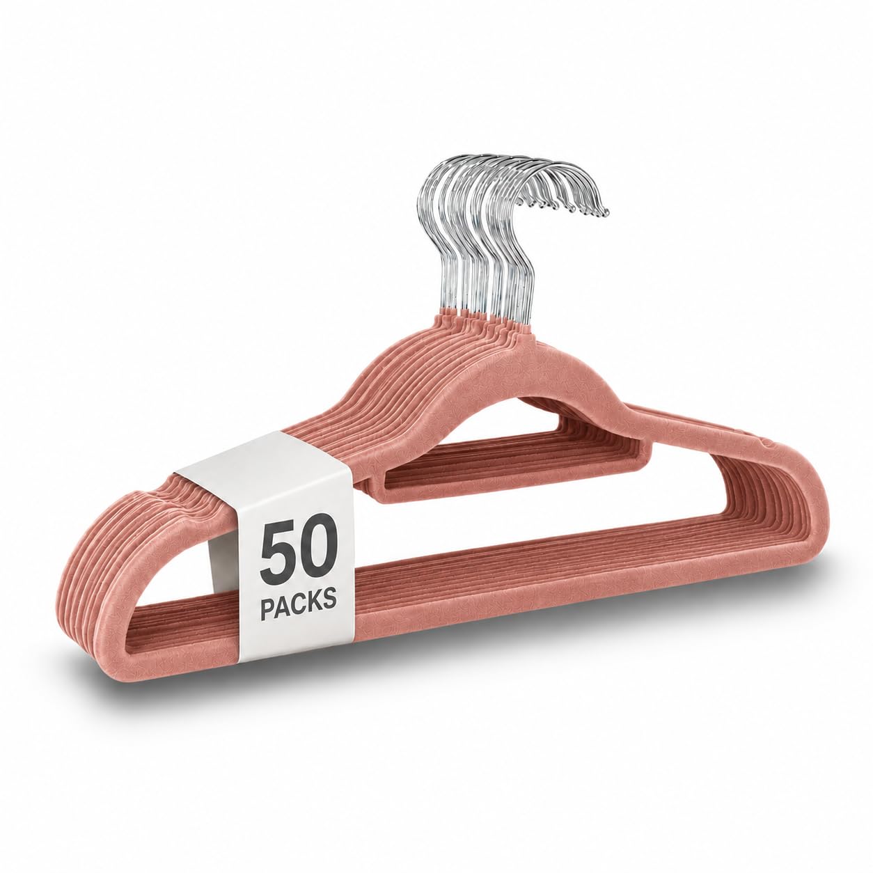 UTTAM Velvet Hangers 50 Pack - Thin Non-Slip Clothes Coat hangers with Tie Bar and 360 Degree Hook for Home Storage Durable, Sturdy for Suits, Jackets (Rose Gold)