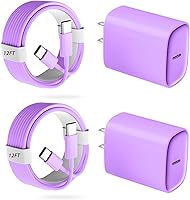 Vista 25 de Cargador para teléfono 17, 16, 15 Pro, carga rápida, 20 W, USB C, bloque de carga rápida con cargadores tipo C de 10 pies de largo, cable de carga