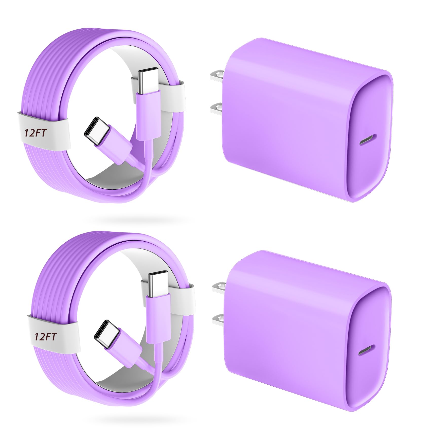 Phone 17 16 15 Pro Charger Fast Charging, 20W USB C Fast Charger Block with 12FT Long Type C Chargers Fast Charging Cable Cord for Phone 17/17 Pro/17 Pro Max/Air/16 Pro Max/16 Pro/15Pro Max/Pro, S24