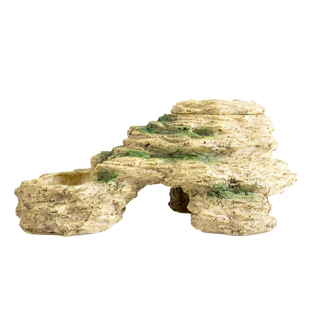 Terra Della, Pool aus Stein 2, 24,5 x 15 x 11,5 cm, hergestellt aus Polyesterharz, harmlos und verblasst Nicht, mit Plattform zum Sonnenbaden & Unterschlupf, realistisch