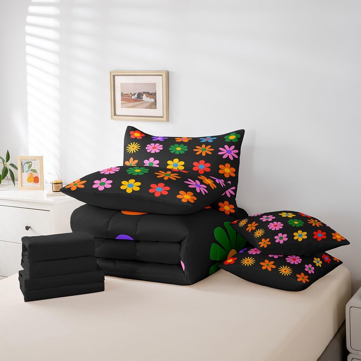 Feelyou Cute Flower 7 Piece Bedding Set Full Size for Kids image 3