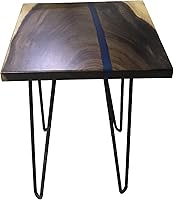 Vista 66 de Mesa de epoxi transparente, mesa de sofá con forma cuadrada, mesa auxiliar de resina de madera, mesa de centro de madera con borde natural para sala