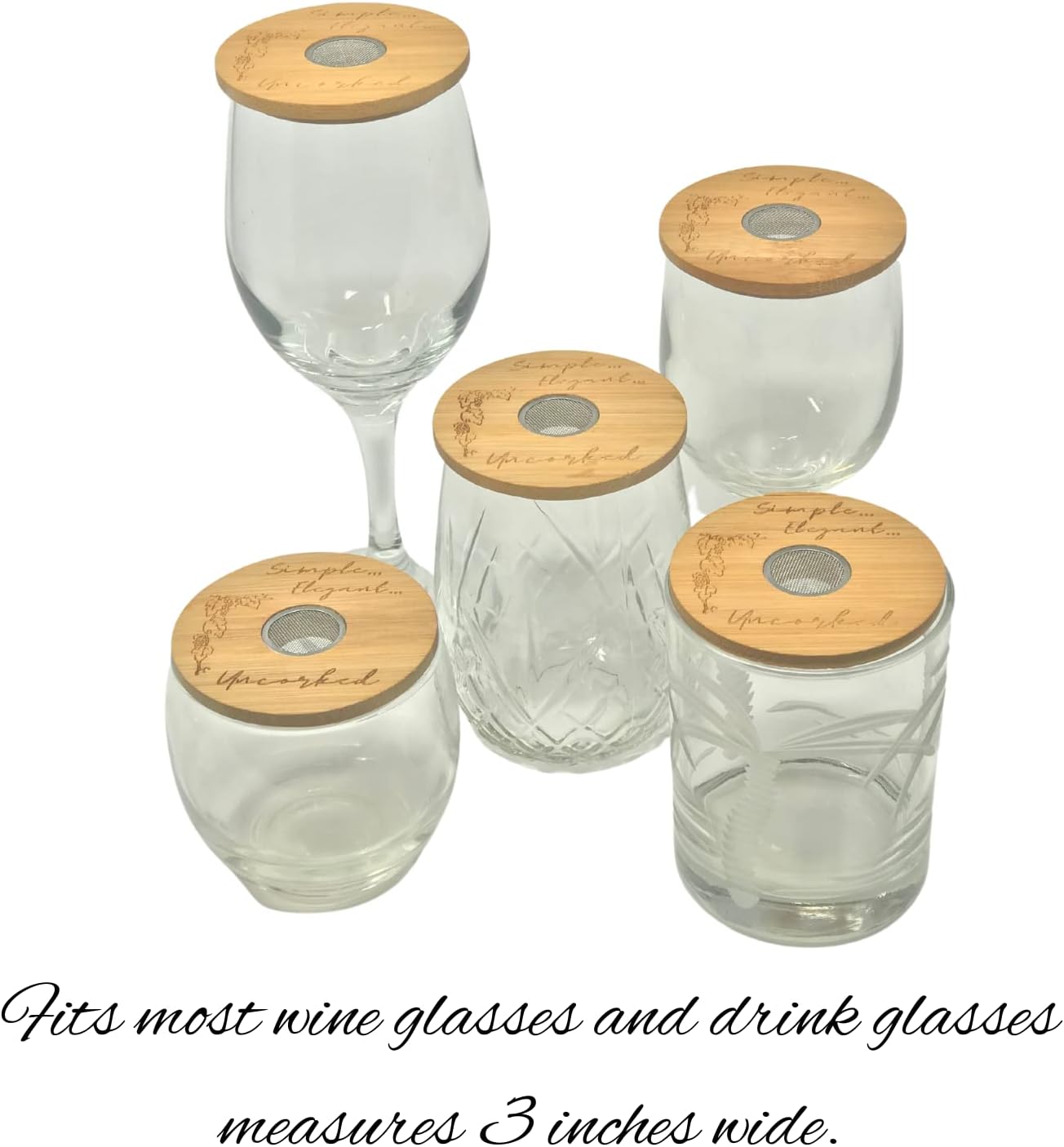 WINE ACCESSORIES FOR WINE LOVERS - Drink Glass Covers (4) - Beverage Covers to Keep Bugs Out - Coverware Drink Tops - Wine Glass Topper Ventilated