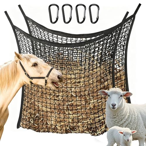 MEISHANG 2 Stück heunetz für Pferde,Futternetz für 8kg Heu, Heutasche