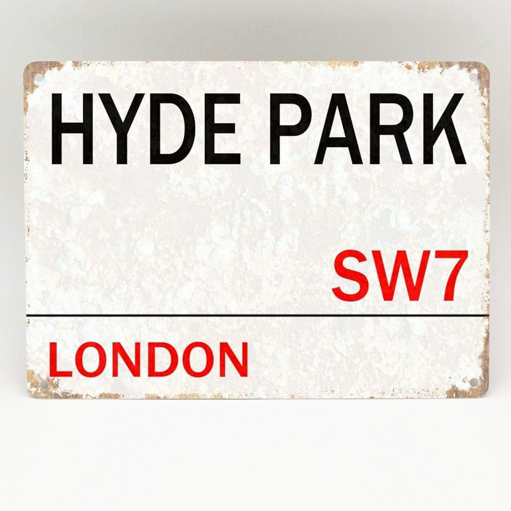 Hyde Park Metal Sign London Street Road Vintage Serpentine Plaque 8X12 Inches