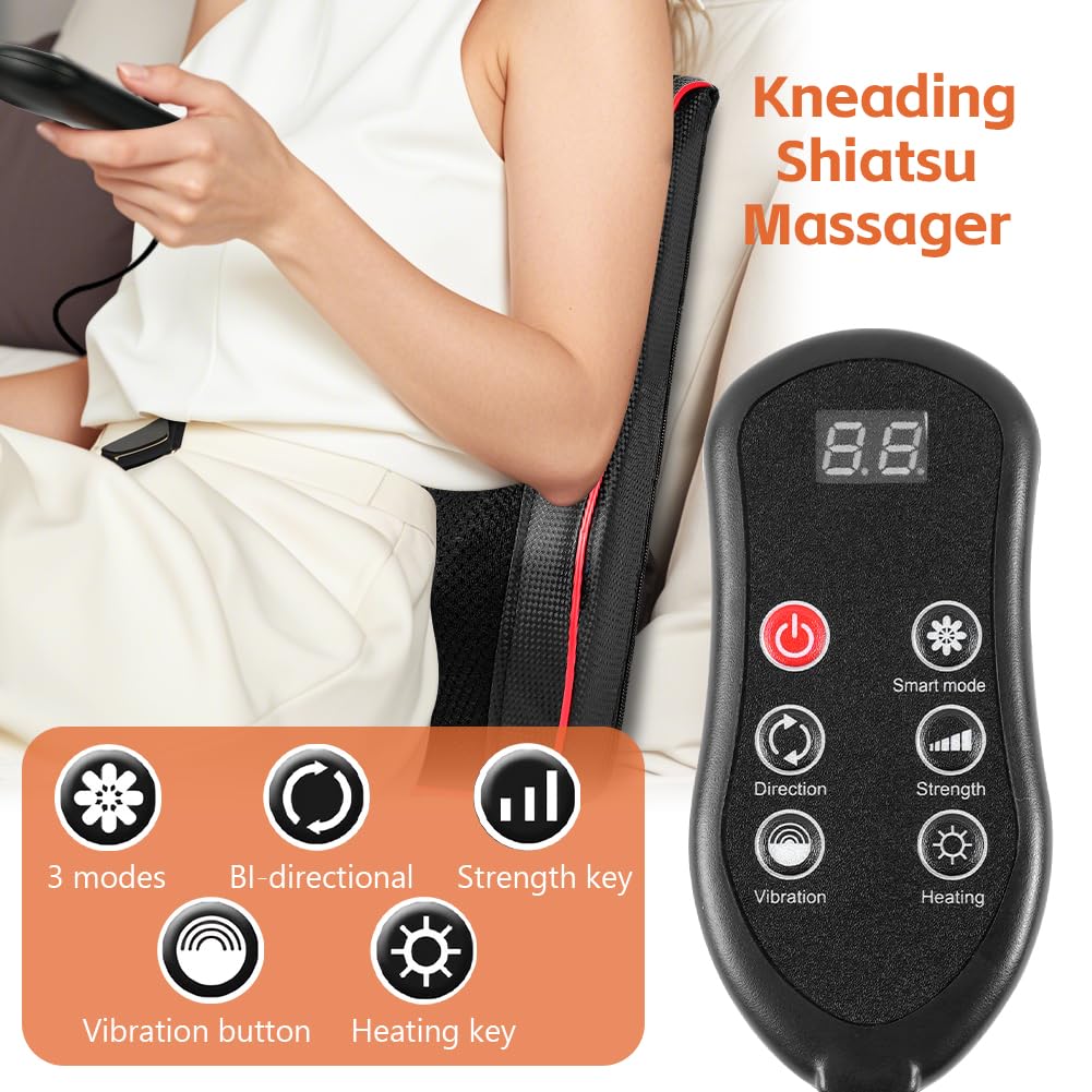Masajeador Cervical y Espalda con Calor y Vibración, Almohada Masajeadora Eléctrica de Amasado 3D