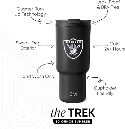 Miniatura 57 de Simple Modern, Colección Trek - Vaso térmico de acero inoxidable de 30 oz con tapa abatible y pajillas con licencia oficial de la NFL, regalos