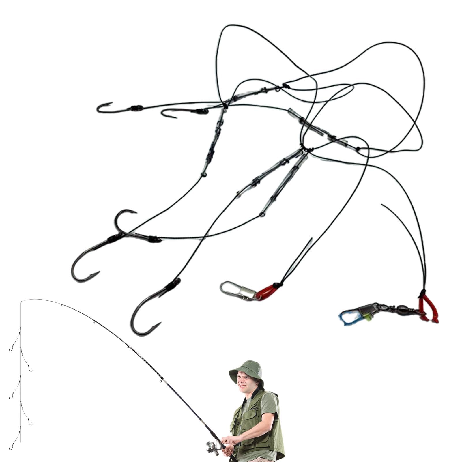 20 Montages De Pêche En Mer – 2 Hameçons, Eau Salée, Configuration Rapide (Neufs)