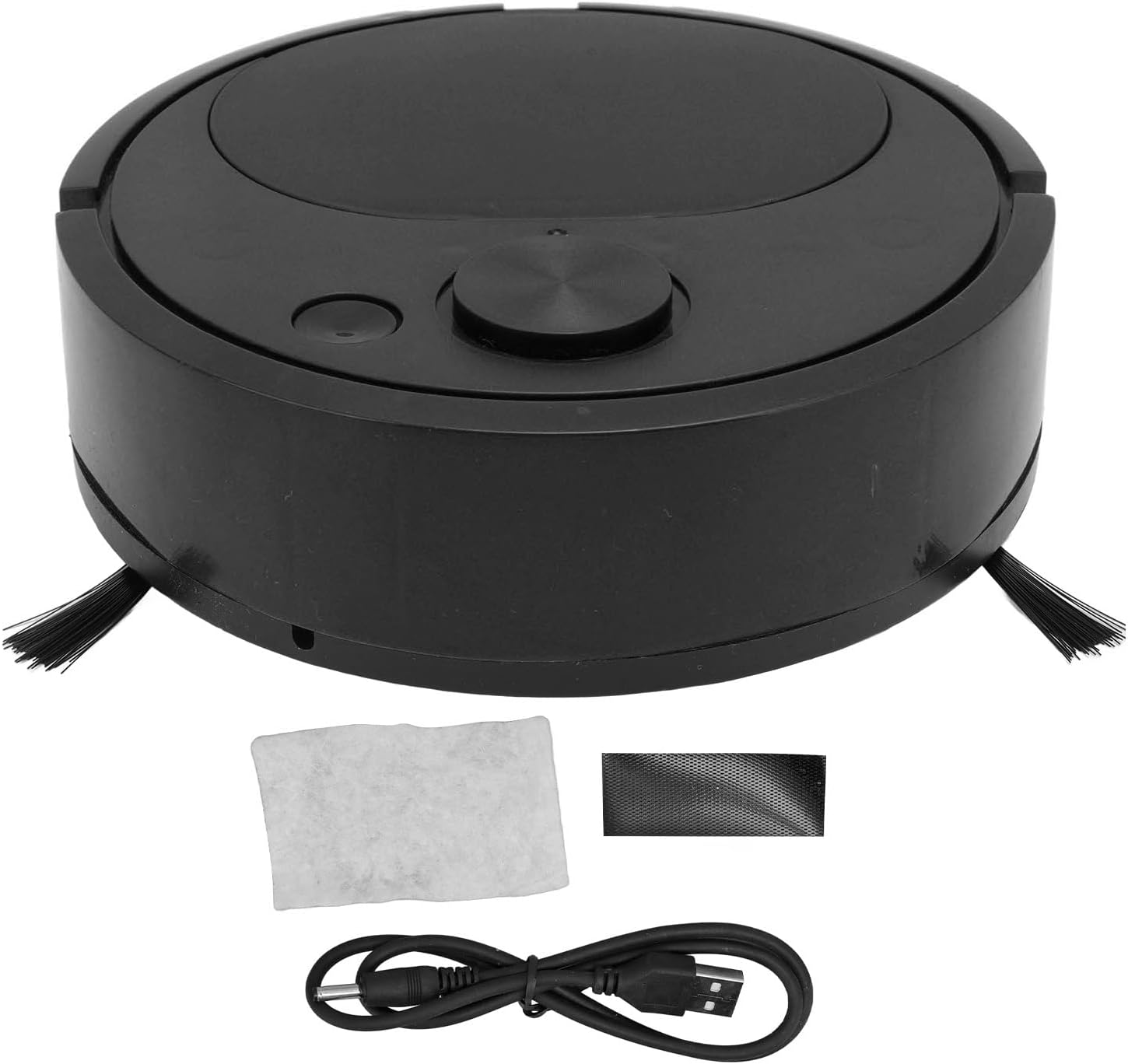 Robot Vacuum Cleaner, Multifunctional USB Charging Mini Robot Vacuum Sweeping Robot for Wooden Flooring Tile Carpet (Black)