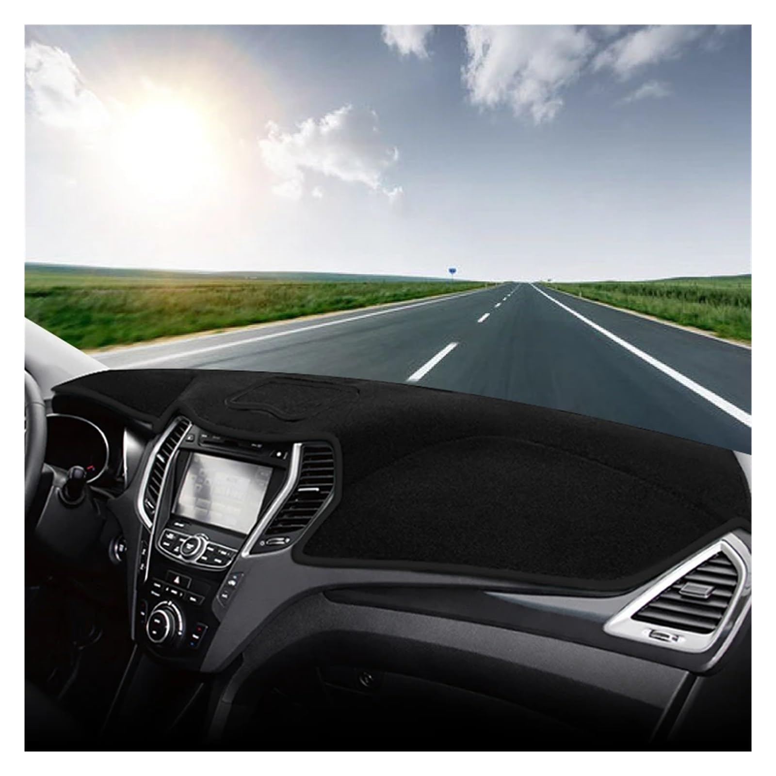 Tapis De Tableau De Bord Pour Hyundai Santa FE TM 2019-2023 – Anti-reflets, Isolation Thermique – Couleur Marron, Ajustement Parfait