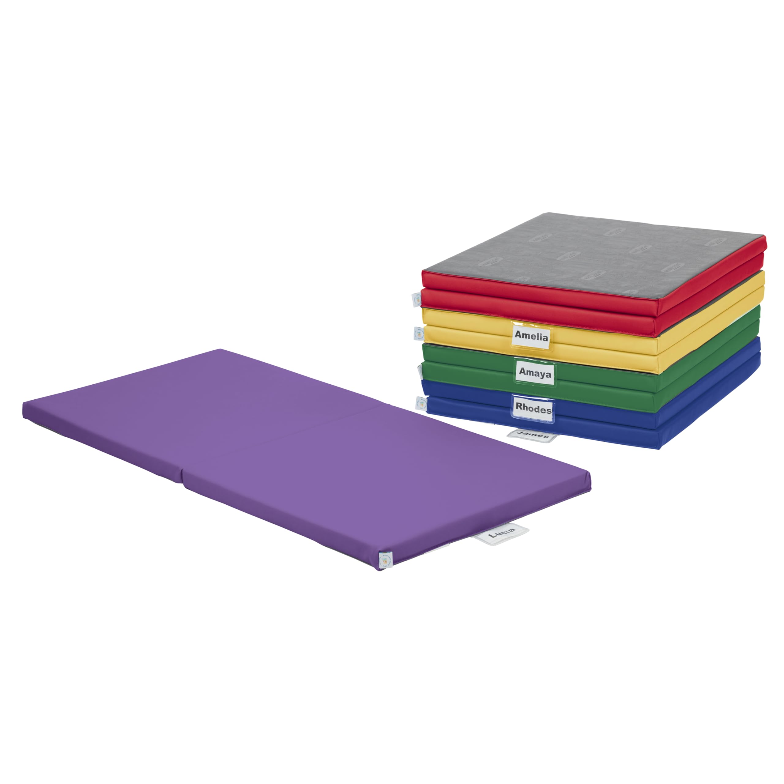ECR4Kids SoftZone Folding Rainbow Rest Mats, Sleeping Pad, Assorted, 5-Piece