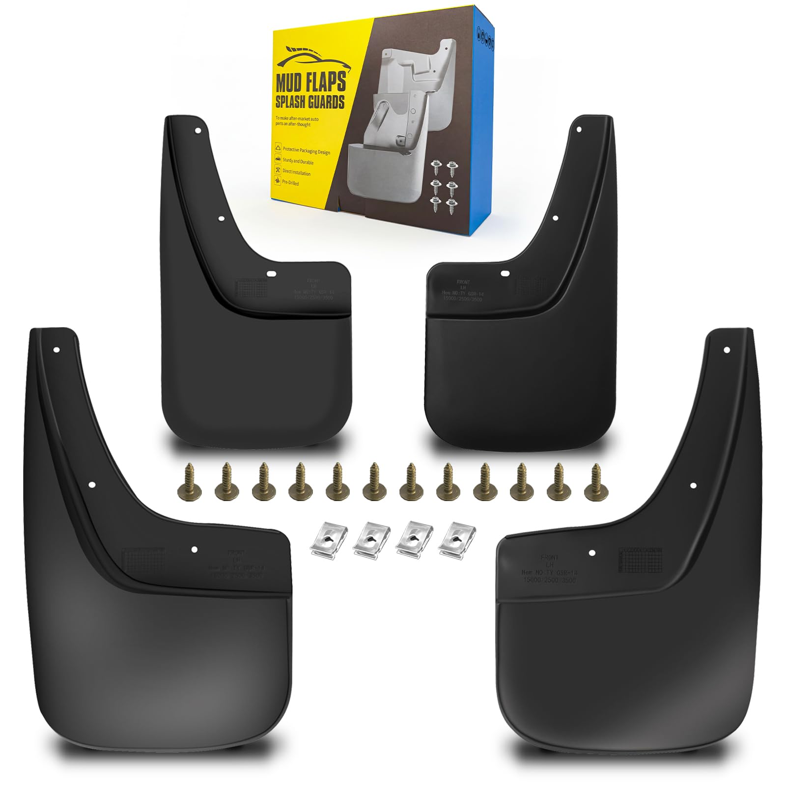 Mud Flaps, Fit for G-MC Sierra 1500 2014-2018/ Sierra 1500 Limited 19/2500 HD, 3500 HD 15-19 (Only Fit Single Rear Wheel), Anti-Freeze, High Temperature Resistance Dedicated Mudguard, 4pc